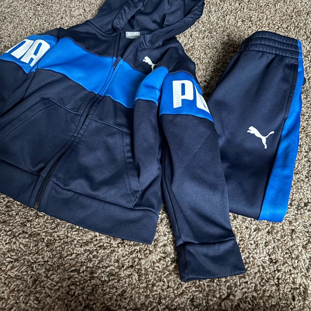 PUMA Kids Dark Blue and Bright Blue Jogger Set